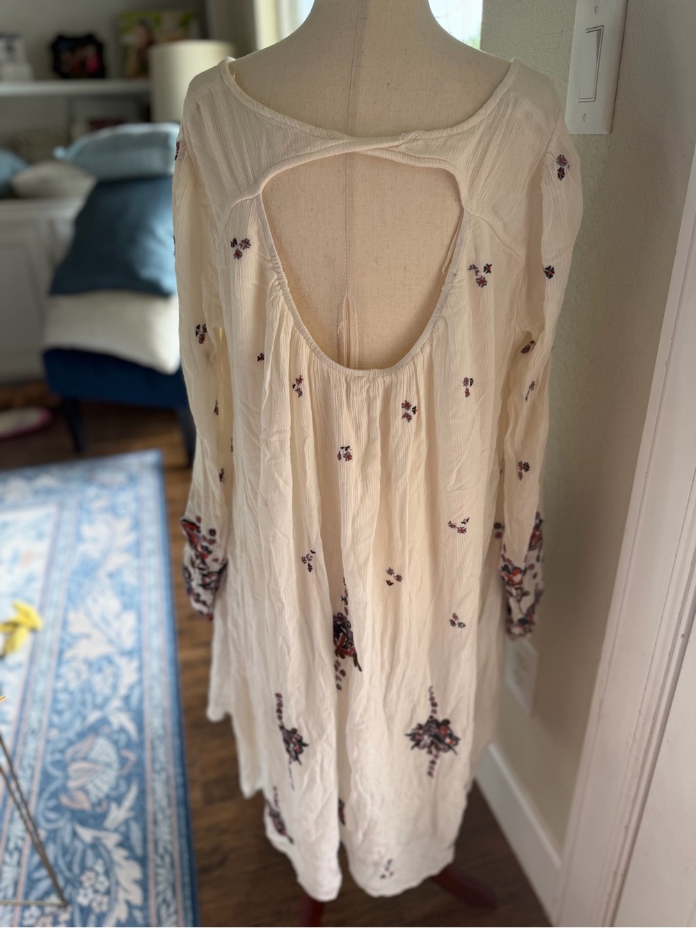 Free People Embroidered Mini Dress Size L - Picture 9 of 11